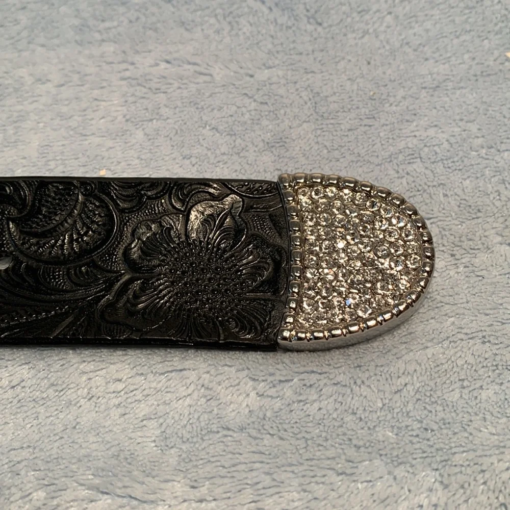 Chico's Black Belt with Silver Buckle